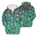Teal Tropical Cocktail Parrot Pattern Golf Polo Shirt, Men's Golf Shirt, Golf Polo Shirts For Men