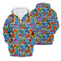 Blue Tropical Skeleton Surfer Pattern Golf Polo Shirt, Men's Golf Shirt, Golf Polo Shirts For Men