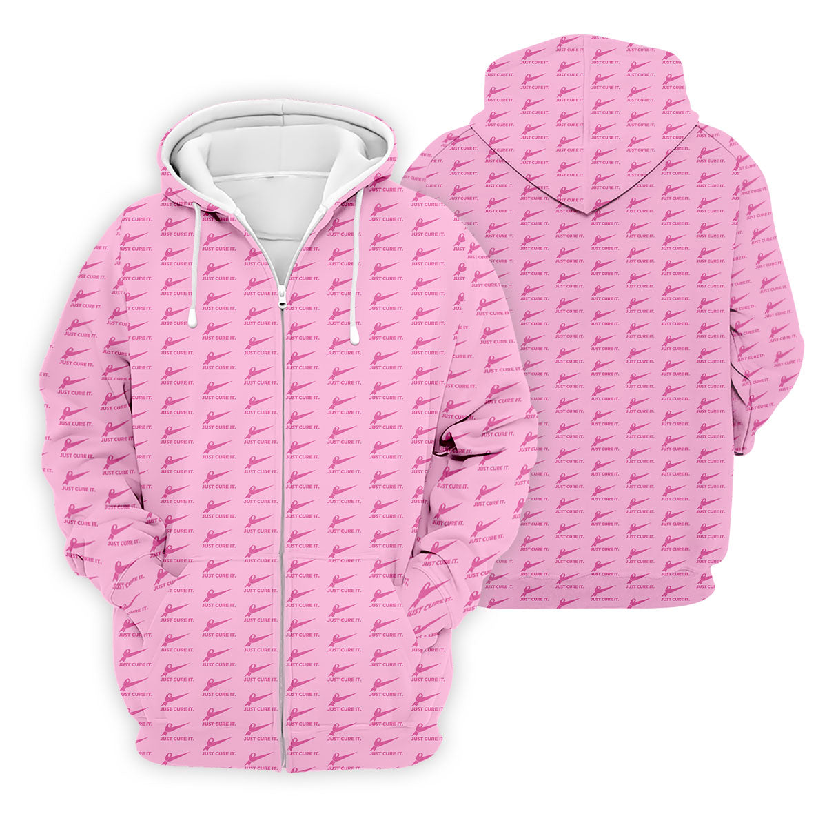 Just Cure It Pink Ribbon Breast Cancer Golf Shirt, Mens Golf Polo, Printed Golf Shirts