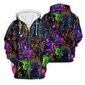 Neon Fantasy Villain Collage Halloween Polo Shirt, Men's Golf Shirt, Golf Apparel For Men