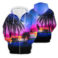 Palm Tree Beach Sunset Golf Shirt, Mens Golf Polo, Printed Golf Shirts, Golf Apparel For Men