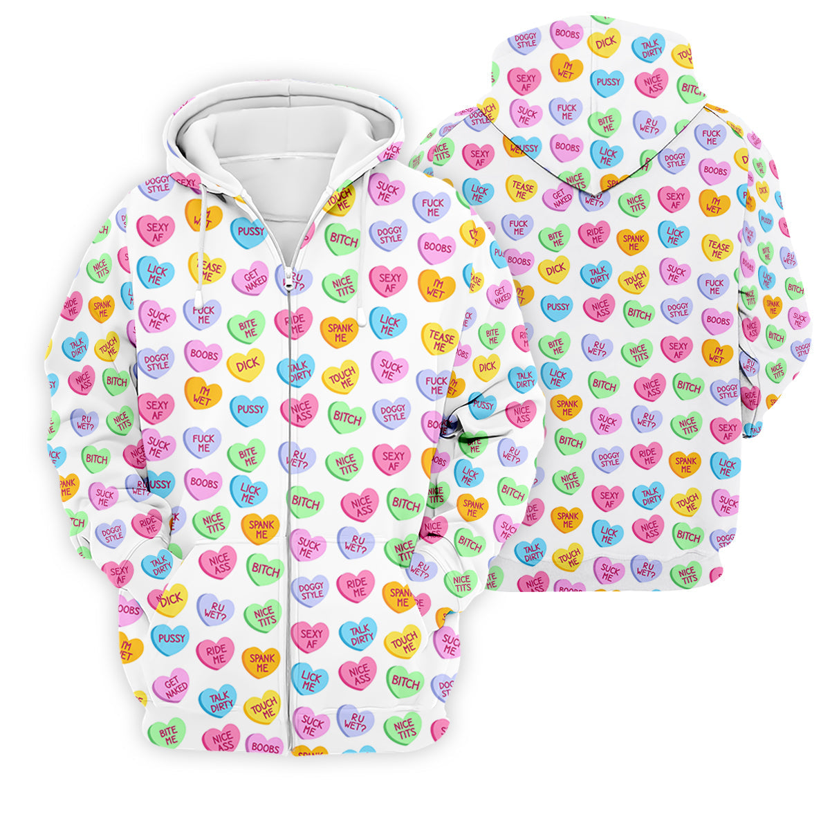 Naughty Conversation Hearts Fun Golf Shirts For Men, Valentines Golf Gift, Dirty Candy Heart Polo Shirts For Men