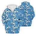Japanese Wave Golf Shirt, Ocean Wave Pattern Men's Golf Polo, Polo Shirts For Men