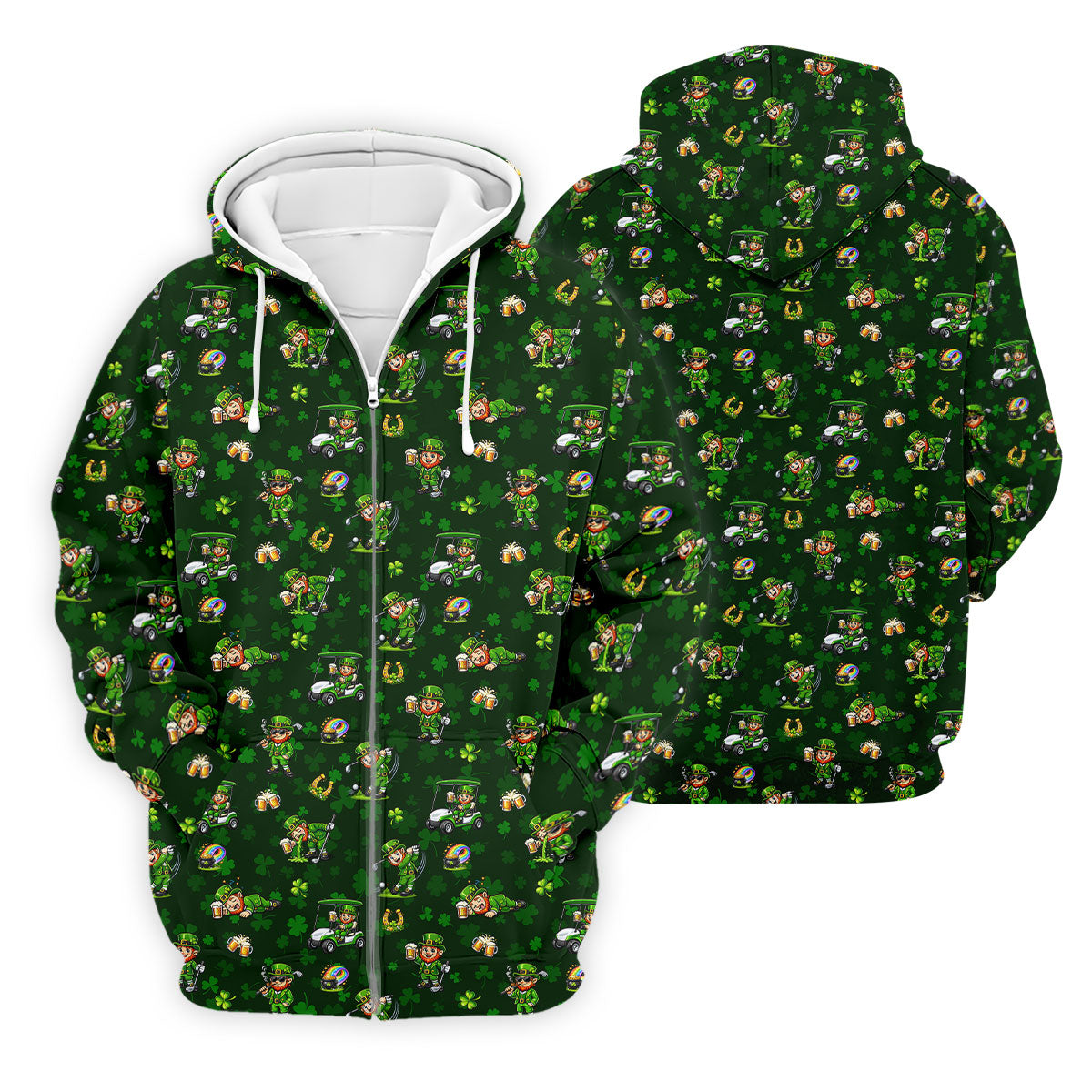 St Patrick's Day Golf Leprechaun Pose Shamrock Golf Shirt, Fun Golf Shirts For Men, Polo For Men
