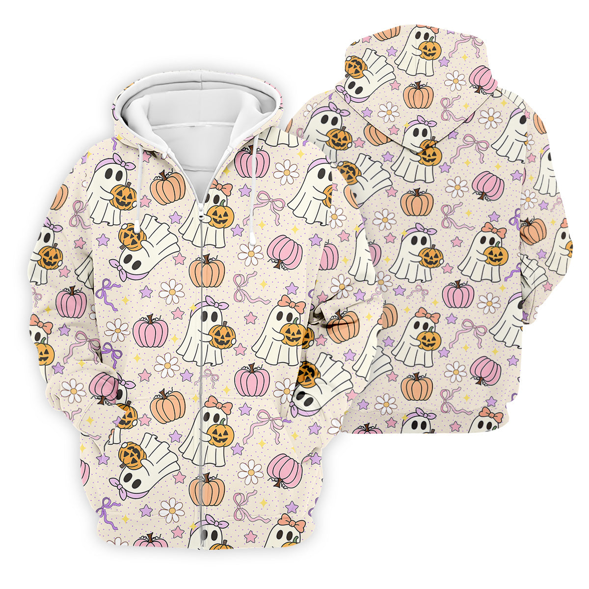 Halloween Seamless Pattern Cute Golf Shirt, Retro Halloween Polo Shirts For Men, Golfing Apparel