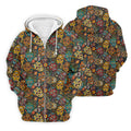 Colorful Sugar Skull Halloween Polo Shirt, Golf Shirts For Men, Golf Apparel For Men