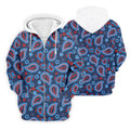 Blue Red Paisley Pattern Golf Polo Shirt, Golf Shirts For Men, Hawaiian Golf Shirt