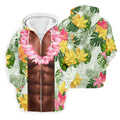 Tan Skin Tropical Muscle Chest Hawaiian Golf Polo Shirt, Golf Apparel For Men, Printed Golf Shirts