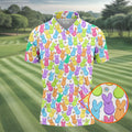 Pastel Easter Peeps Daisy Pattern Golf Shirts For Men, Cute Golf Outfit, Polo Shirts For Men