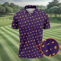 Purple Gravestone Bat Halloween Pattern Polo Shirt, Golf Shirts For Men, Mens Polo Shirts