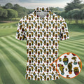 Funny Potted Cactus Pattern Men's Golf Polo Shirt, Adult Humor Golf Apparel For Men, Printed Golf Shirts
