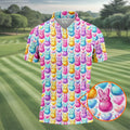Easter Bunny Jelly Effect Seamless Pattern Golf Shirts For Men, Men's Funny Golf Shirts, Polo Shirts For Men