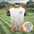 In A World Where You Can Be Anything Be Kind Autism Awareness Puzzle Pattern White Fade Golf Shirts For Men