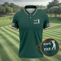 Green Best Papa By Par Embroidered Golf Polo Shirt, Golf Shirts For Men, Printed Golf Shirts