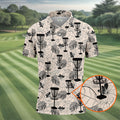 Minimalist Botanical Disc Golf Polo Shirt, Mens Golf Polo, Golf Shirts For Men
