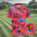 Pink Bigfoot Aloha Beach Vacation Golf Shirt, Mens Golf Polo, Printed Golf Shirts