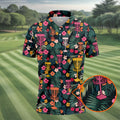 Dark Tropical Disc Golf Basket Polo Shirt, Printed Golf Shirts, Golf Apparel For Men