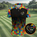 I'm A Proud Autism Dad Autism Awareness Puzzle Pattern Black Fade Golf Shirts For Men, Golf Gifts For Dad
