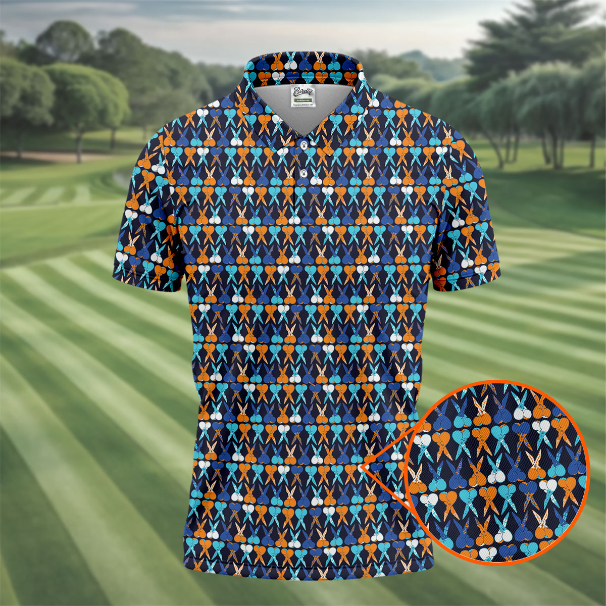 Funny Scissors Pattern Golf Polo Shirt, Golf Polo Shirts For Men, Mens Golf Apparel
