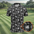 Dark Grim Reaper Skull Pattern Golf Polo Shirt, Mens Golf Polo, Golf Apparel For Men