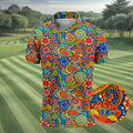 Colorful Floral Paisley Pattern Polo Shirt, Hawaiian Golf Shirt, Mens Golf Apparel