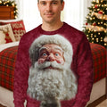 Santa Claus Face Funny Holiday Vintage Print Ugly Sweater, Christmas Golf Shirt, Golf Sweater