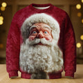 Santa Claus Face Funny Holiday Vintage Print Ugly Sweater, Christmas Golf Shirt, Golf Sweater