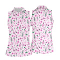 Seamless Pink Green Funny Womens Golf Polo Shirt, Ladies Golf Shirt, Womens Sleeveless Golf Shirts