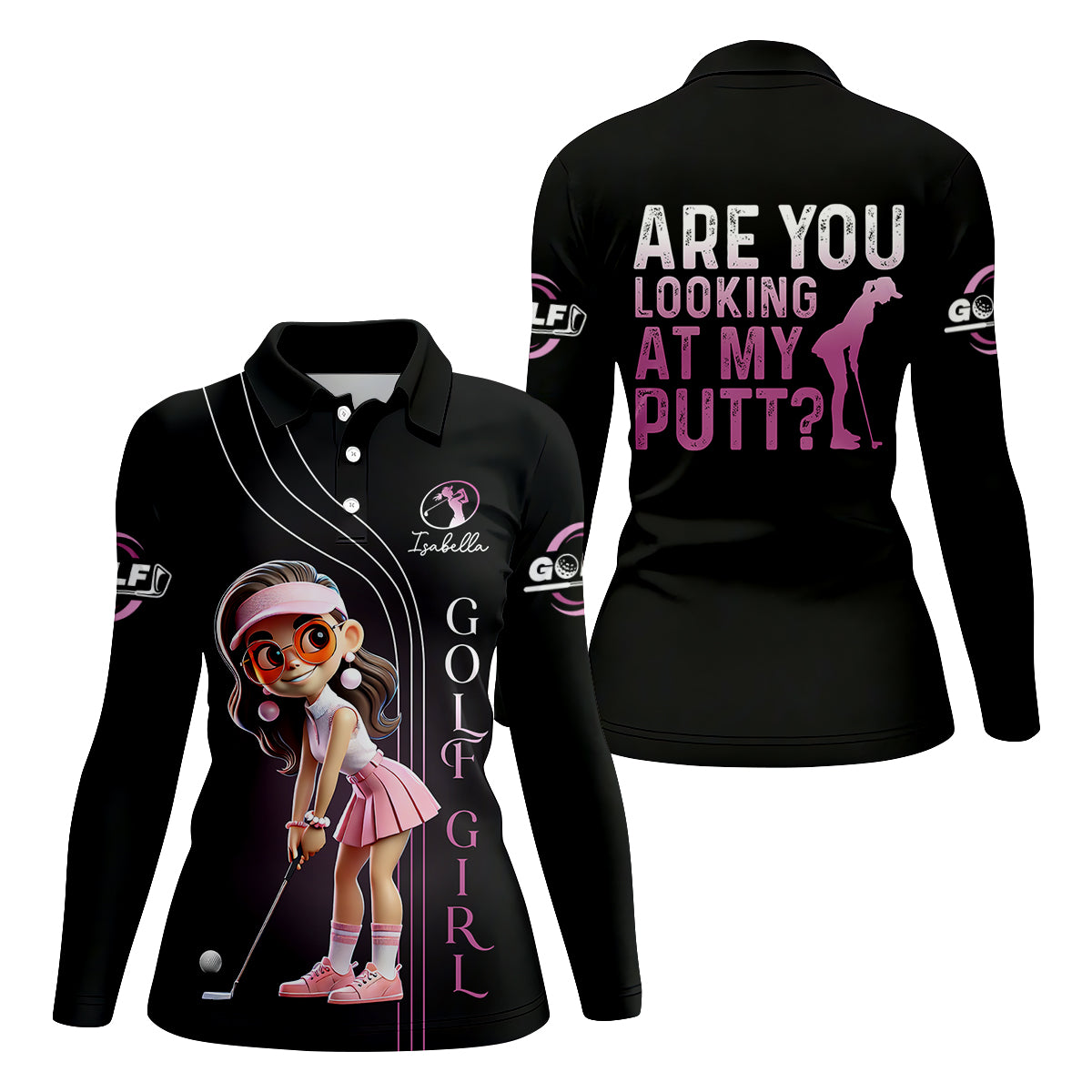 Are You Looking At My Putt Custom Funny Womens Golf Polo Shirt, Ladies Golf Polos Gifts