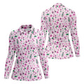 Seamless Pink Green Funny Womens Golf Polo Shirt, Ladies Golf Shirt, Womens Sleeveless Golf Shirts