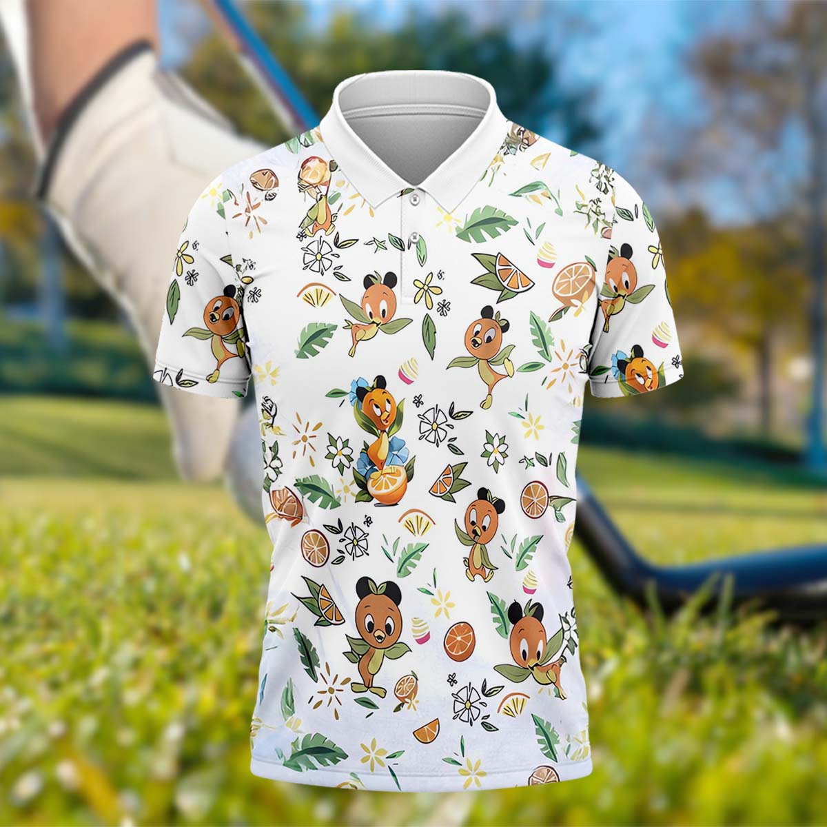 Orange Bird Men's Golf Polo Shirt, Golfing Apparel, Mens Golf Gift