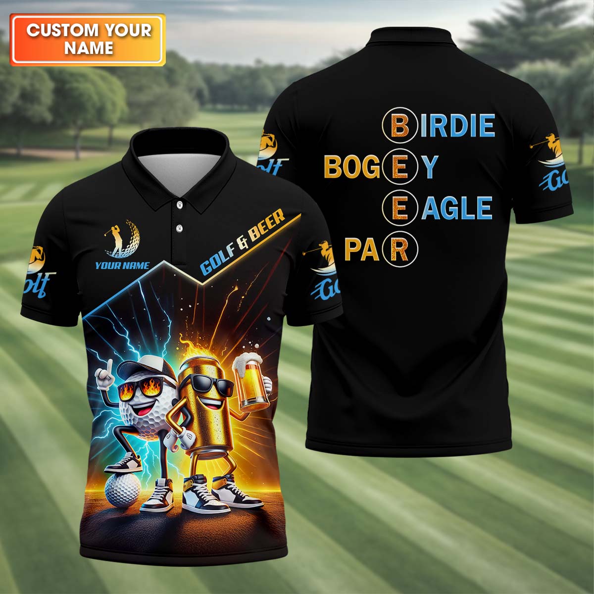Beer And Golf Funny Golf Polo Shirt, Golfing Apparel, Golf Gift For Men, Funny Golf Shirt