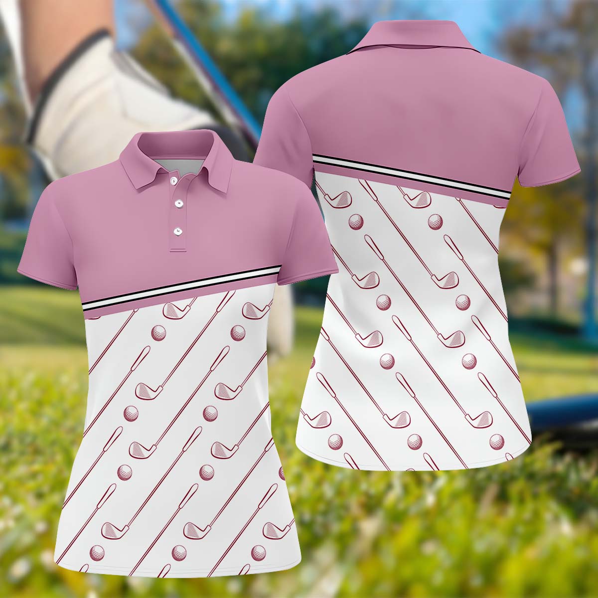 Pink Womens Golf Polo Shirt, Golfing Apparel, Womens Golf Gifts
