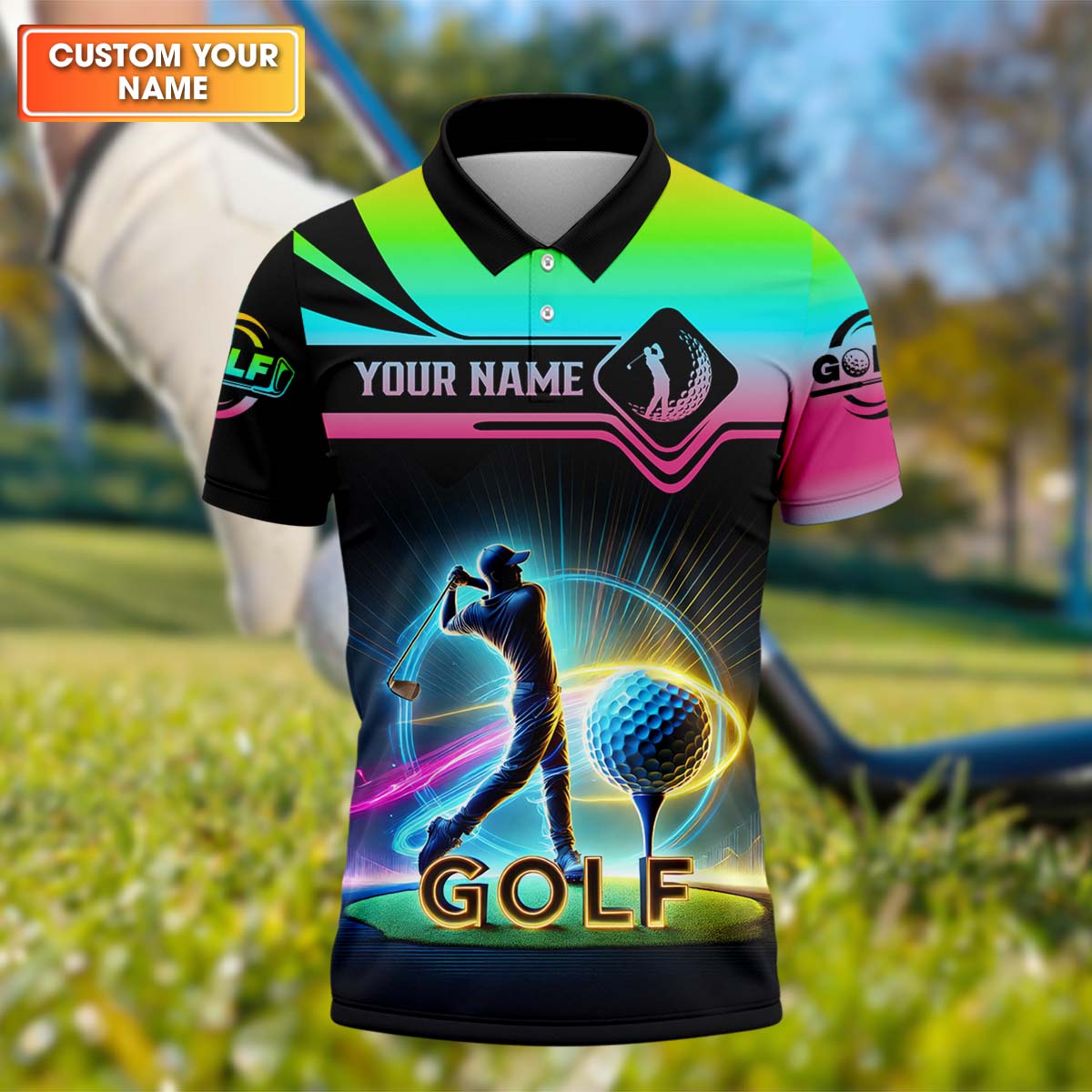 Custom 3D Men's Golf Polo Shirt, Golfing Apparel, Mens Golf Gift