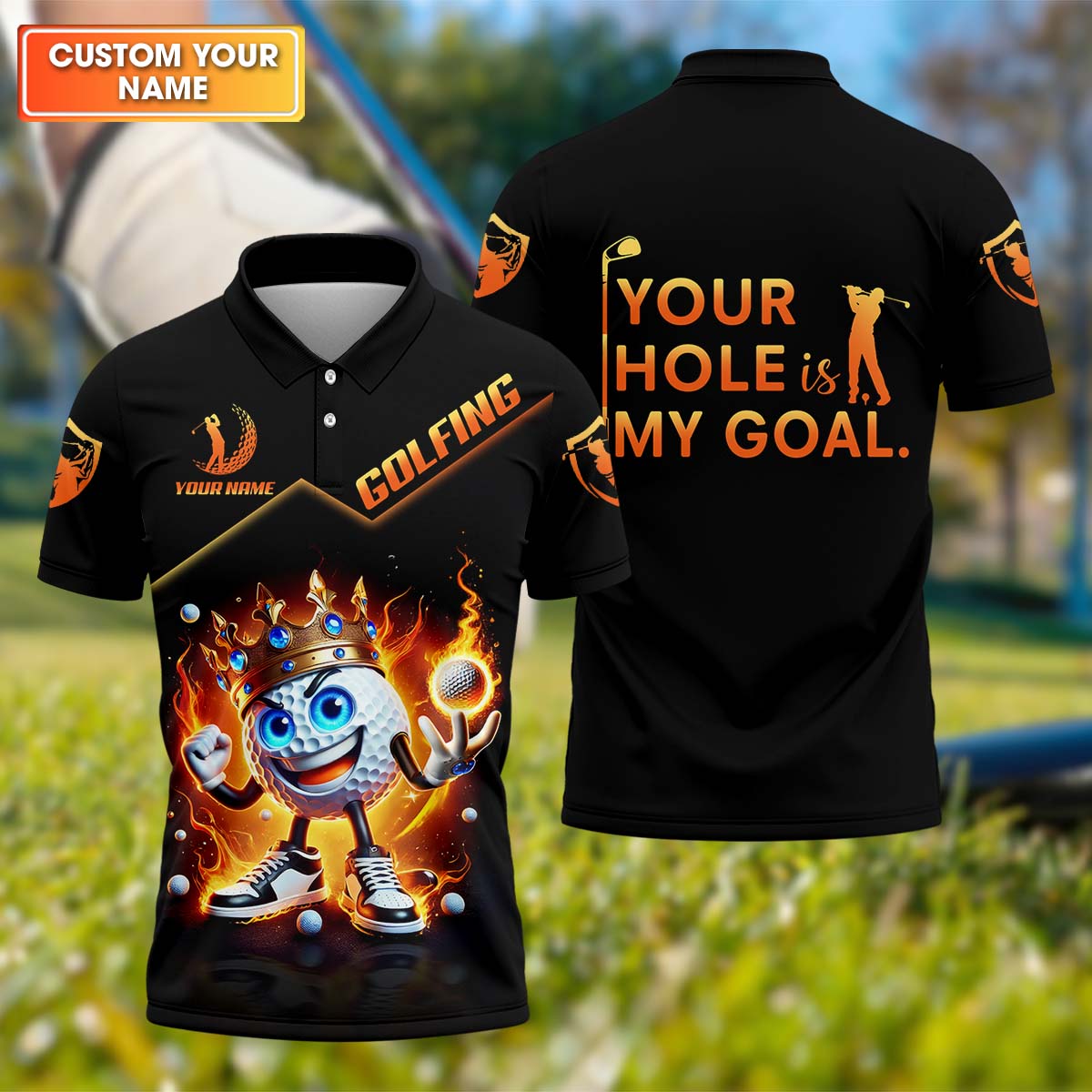 Your Hole Is My Goal, Custom Men's Golf Polo Shirt, Golfing Apparel, Golf Gift For Men
