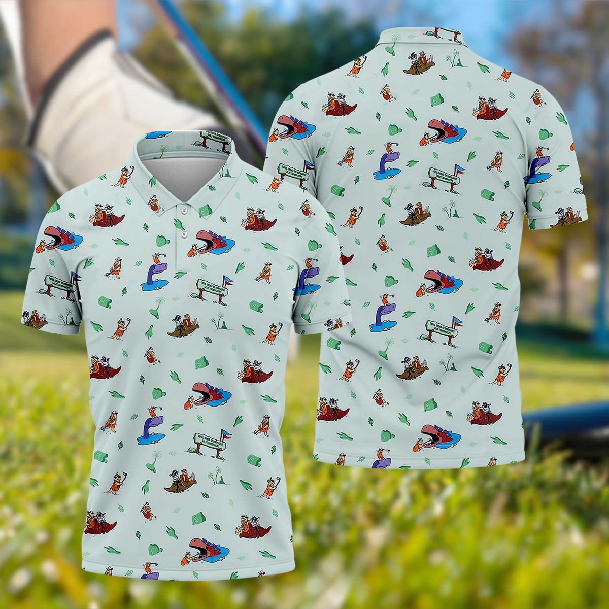 Playful Cartoon Golf Polo Shirt, Golf Gifts For Men, Golf Gift Ideas