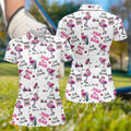 Par Then Bar Flamingo Funny Long Sleeve Polo Womens, Custom Ladies Golf Shirt