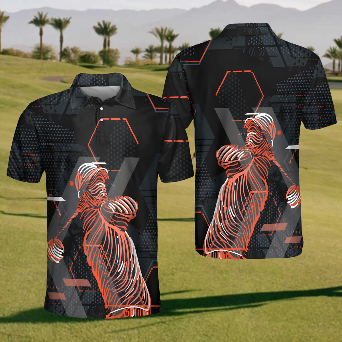 Modern Golfer Swing Men's Golf Polo Shirt, Christmas Golf Gift