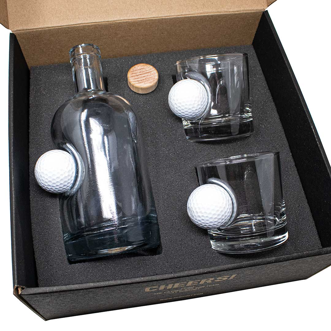 Personalized Golf Ball Glasses, Golf Whiskey Glass Set, Golf Gifts For Men