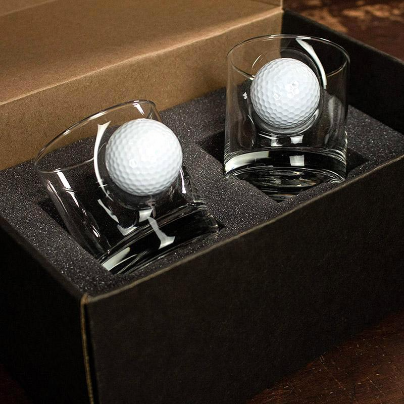 Personalized Golf Ball Glasses, Golf Whiskey Glass Set, Golf Gifts For Men