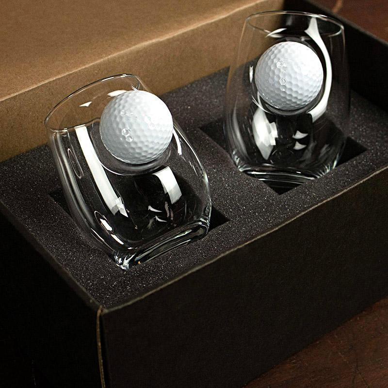 Personalized Golf Ball Glasses, Golf Whiskey Glass Set, Golf Gifts For Men