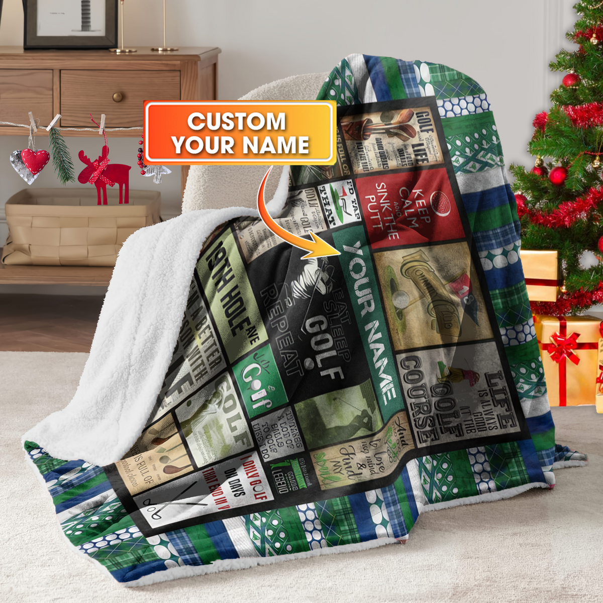 19th Hole Woven Blanket, Gift For Golfers, Golf Gift Ideas