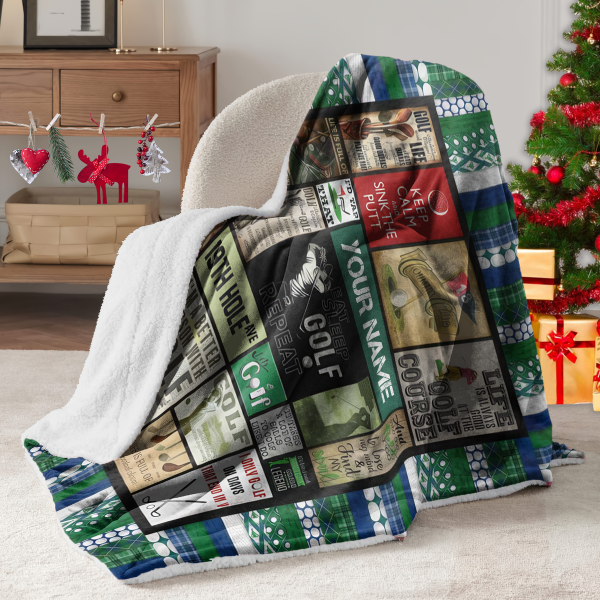 19th Hole Woven Blanket, Gift For Golfers, Golf Gift Ideas