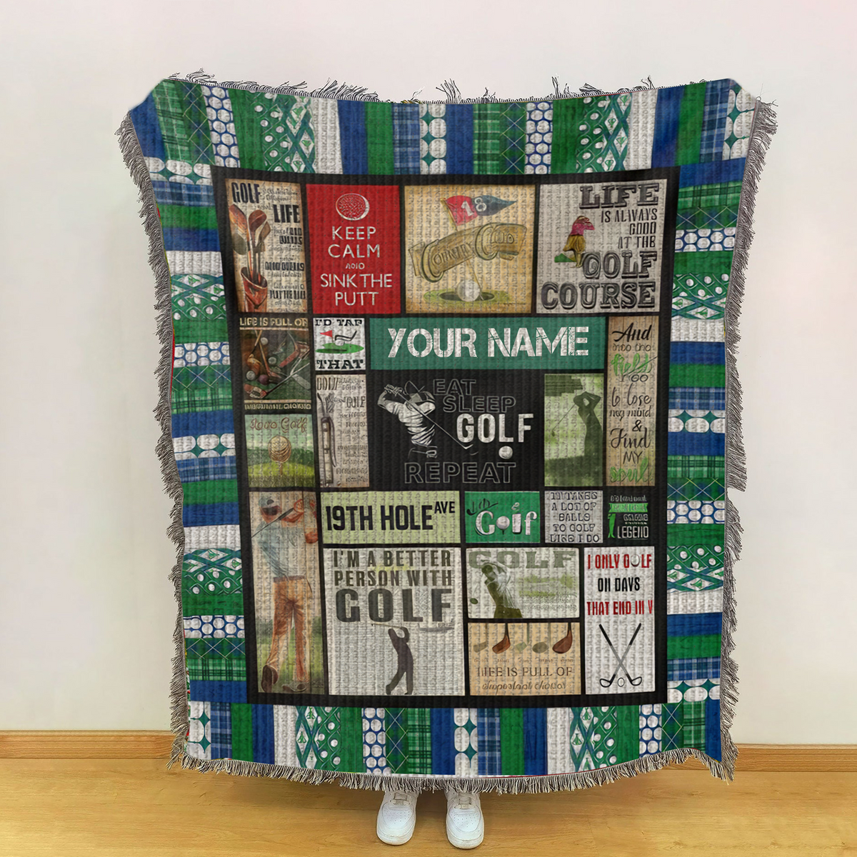 19th Hole Woven Blanket, Gift For Golfers, Golf Gift Ideas