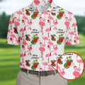 Flamingo Merry Christmas Golf Shirt For Men, Christmas Golf Shirt Polos, Men Golf Apparel