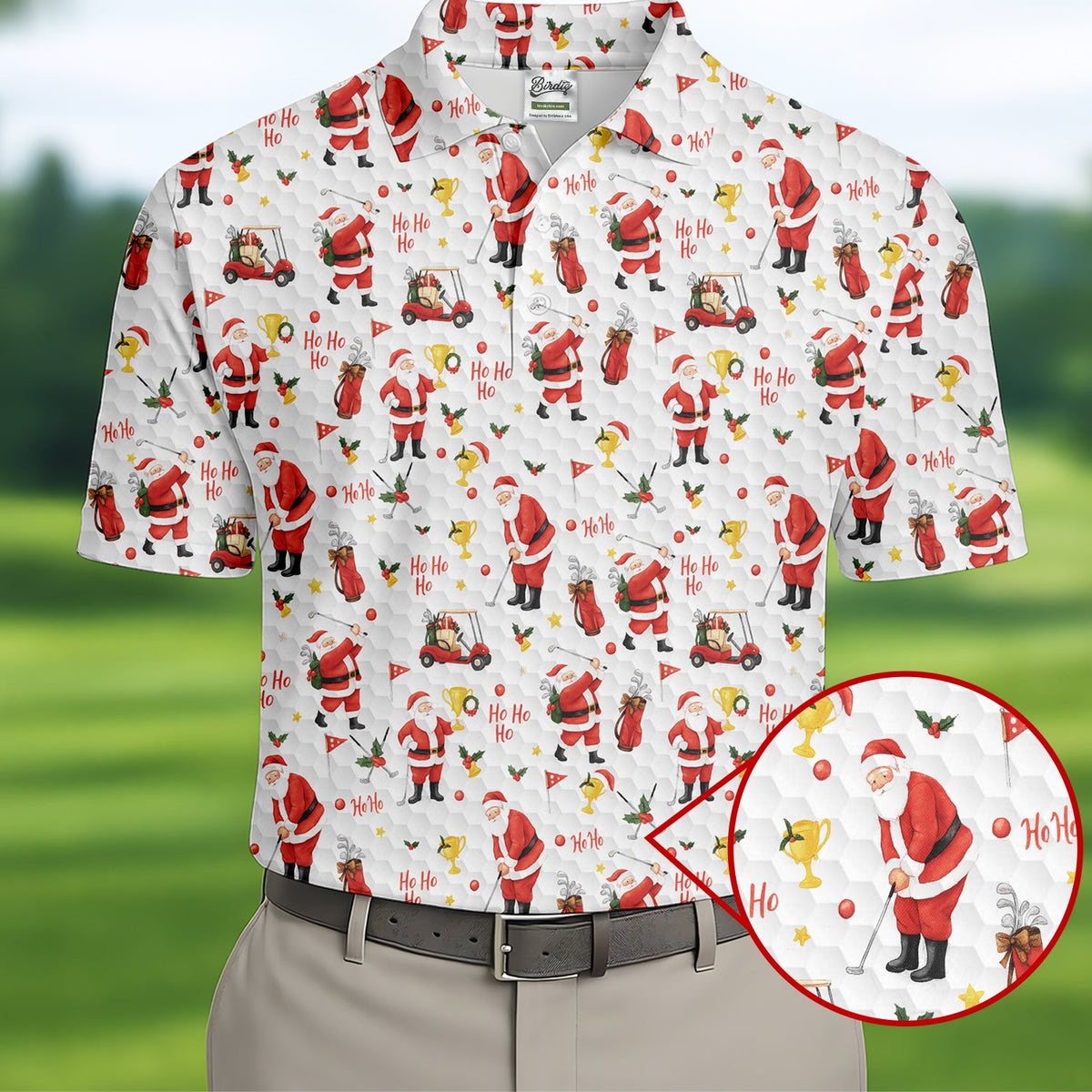 Ho Ho Ho Santa Golf Tops For Men, Christmas Golf Shirt, Fun Golf Shirts For Men, Polo Shirts For Men