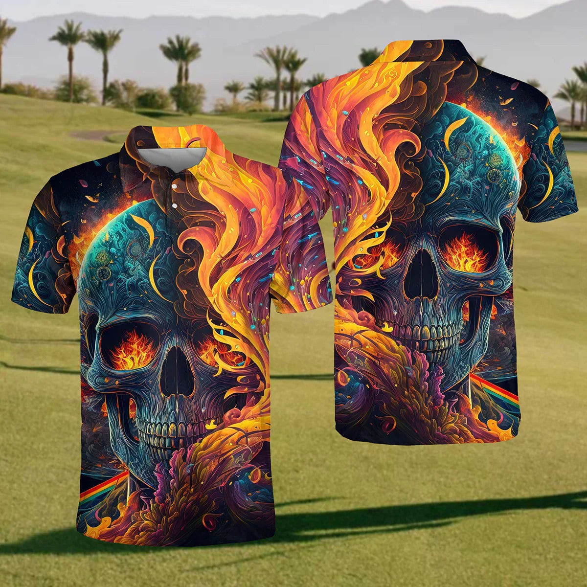 Red Skull Men's Golf Polo Shirt, Golfers Gift, Funny Golf Shirt