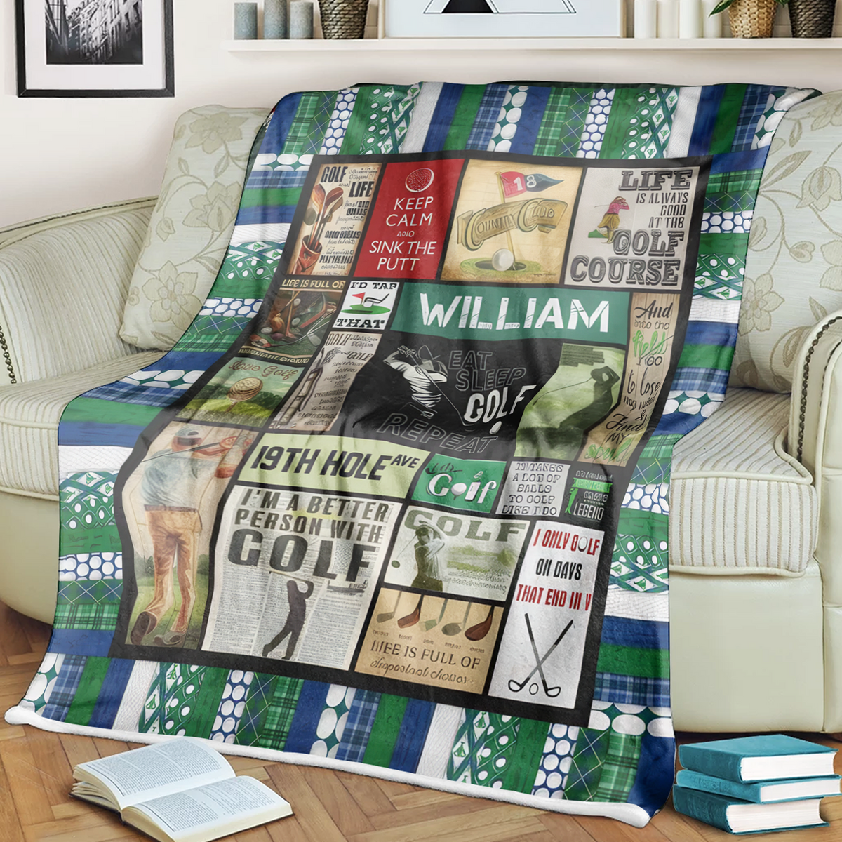 19th Hole Woven Blanket, Gift For Golfers, Golf Gift Ideas