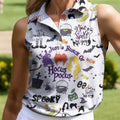 Halloween Witch Pattern Golf Polo Shirt, Golf Polo For Women, Womens Golf Apparel