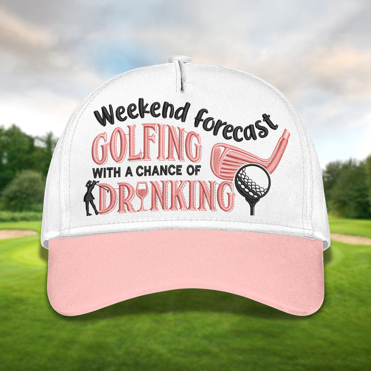 Golfing With A Chance Of Drinking Golf Cap, Ladies Golf Caps, Women Cap